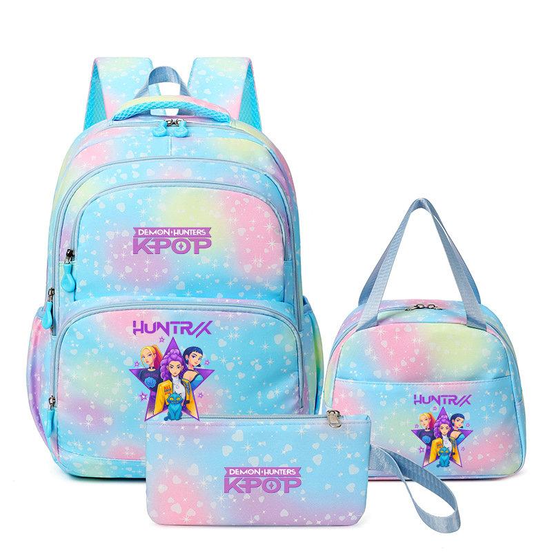3Pcs/Sets Mochila Backpack Colorful Schoolbag Pencil Case Lunch Bag for Students School Bags Pen Bags