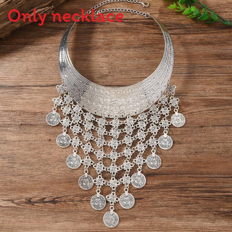 Ethnic Fashionable Style Multi Layer Tassel Design Women Metal Necklace Collar