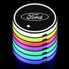 Car Sticker 2PCS Car 7 Colors Water Coaster Color Ambient Light Car Cup Holder Luminous Coaster Mat For Ford Mondeo Focus 3 4 Fi