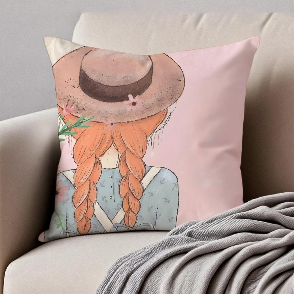 Wholesome Imaginative AAnne Of Green Gables Cushion Cover Pillowcase Antidustmite Invisible Zipper Short Plush Sofa Cushion