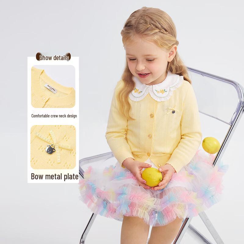PawinPaw Girls' Cartoon Bear Knit Cardigan