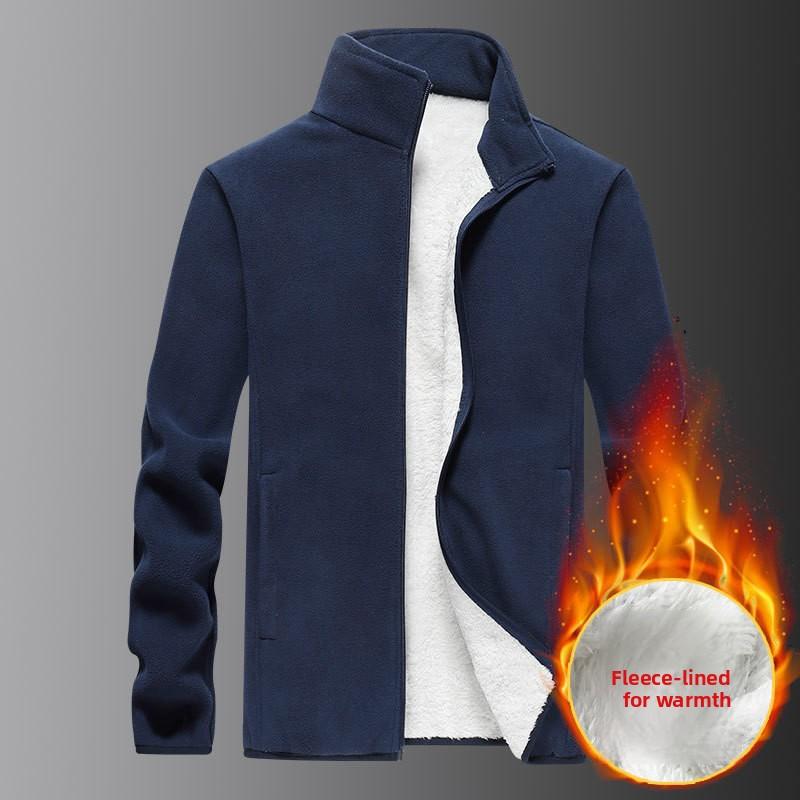 Флисовая куртка большого размера для мужчин Зимняя толстовка из полар-флиса Оверсайз Деловая куртка Джентльмен Стойка воротник