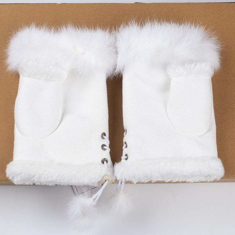 Модные зимние теплые компьютерные перчатки, толстые мягкие удобные эластичные перчатки с половиной пальца