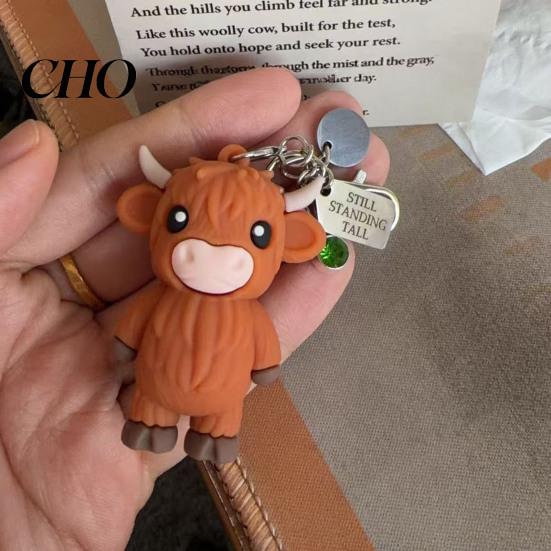 Metal Keychain A Little Highland Cow for You Keychain, 3D Resin Keyring with Birthstone Comforting Gift & Sentiment Card, Your Daily Reminder of Quiet