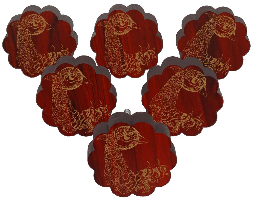 IBA Indianbeautifulart Brown Engraved Knobs 10 Pc Furniture Wooden Scallop Knobs Rustic Drawer