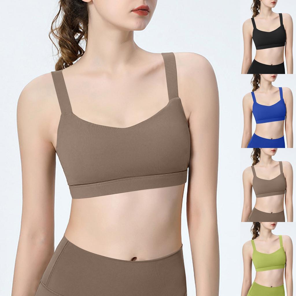 Women's Y Back Sports Bra - Padded Low Impact Spaghetti Thin Strap Workout Yoga Top