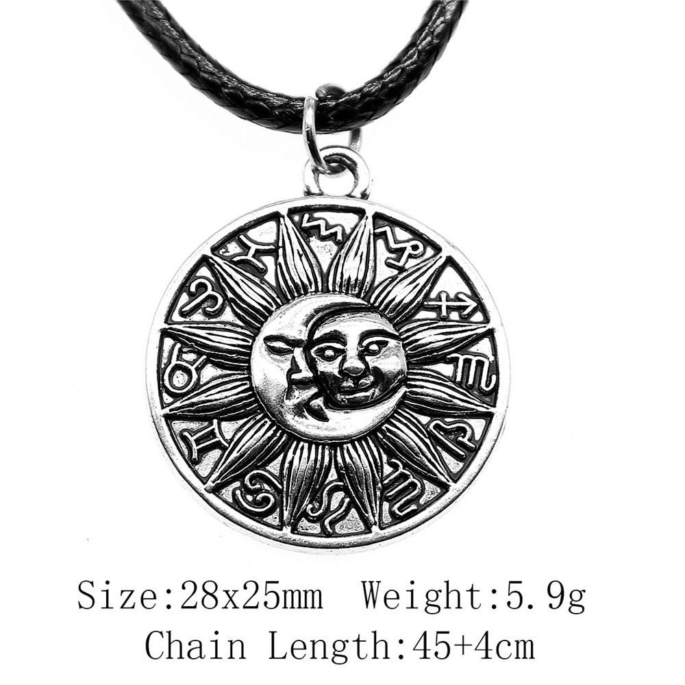 Birthday Gifts Choker Sun Moon Pentagram Necklace Leather Chain 45cm Art Supplies Neck Pendants