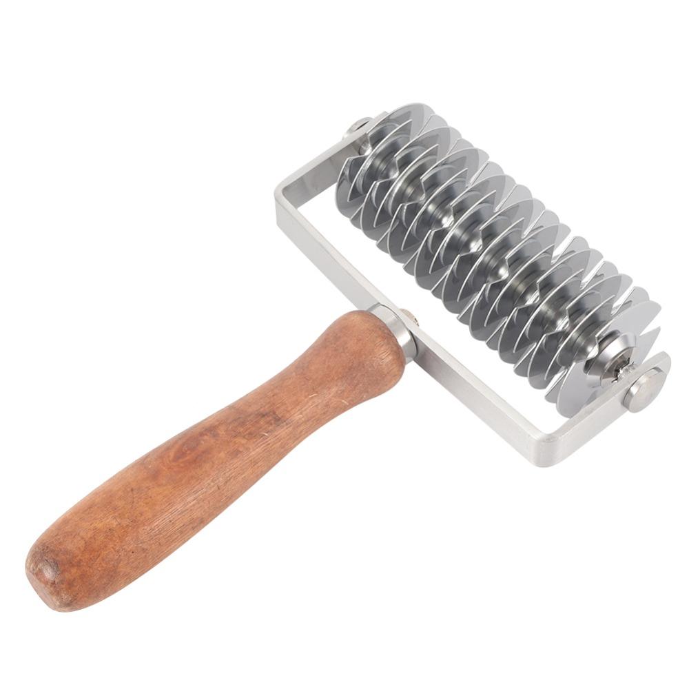 Wood Handle Pastry Lattice Roller Cutter Stainless Steel Dough Cutter Kitchen Household