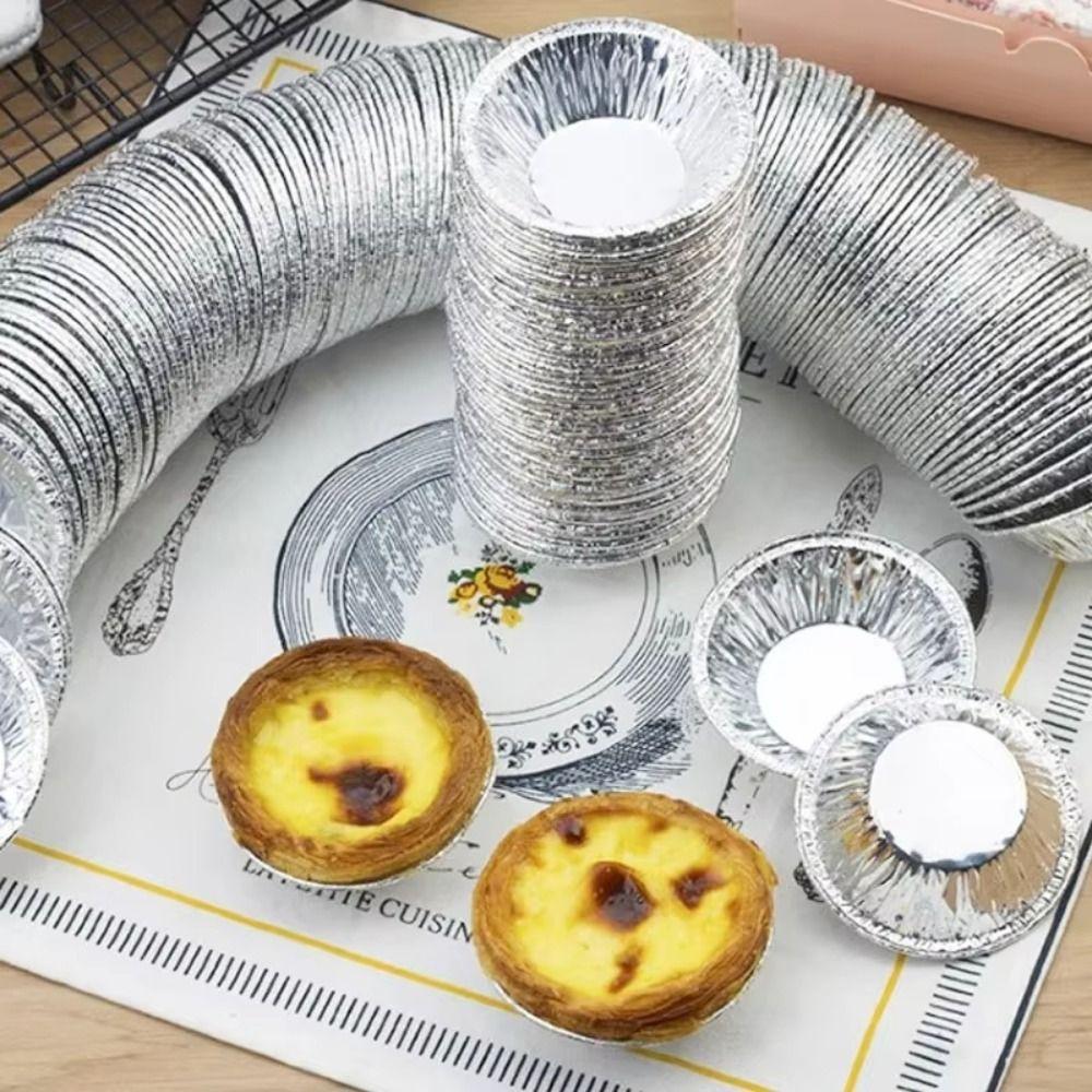 100Pcs Disposable Tart Pan Round Pie Tin Cake Mold Tray Egg Tart Mould Dessert