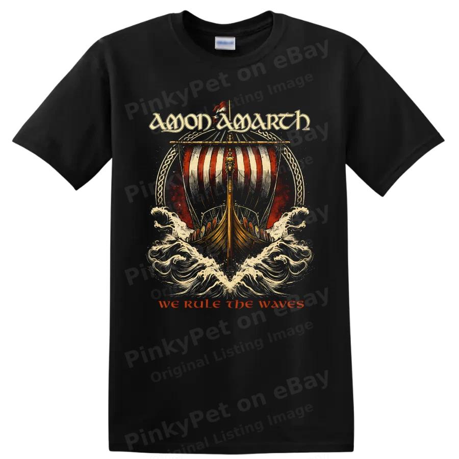 Футболка Amon Amarth Viking Ship с изображением скандинавских морских волн, футболка в стиле хэви-метал, арт