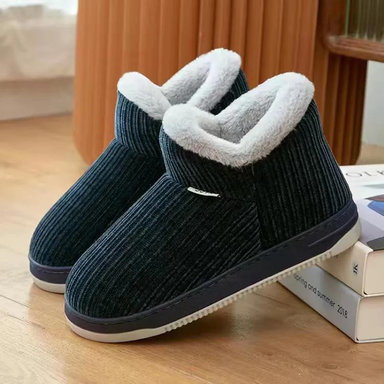 Женские хлопковые тапочки, нескользящая зимняя хлопковая обувь, домашние хлопковые тапочки с плюшевым утолщенным каблуком и толстой подошвой