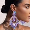 Роскошные фиолетовые преувеличенные серьги-подвески, крупные аксессуары, элегантные женские серьги-капли воды с крупными стразами, праздничная бижутерия