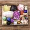 16 Large Natural Healing Crystals Set In Wooden Box - Tumbled, Rough & Raw Crystals, Including Selenite Tower, Black Tourmaline, Amethyst, Rose Quartz