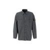 FW23 Logo Badge Decorated Square Neck Button Straight Long Sleeve Shirt Men Shirts Lead-Gray 7915112WN-V0162