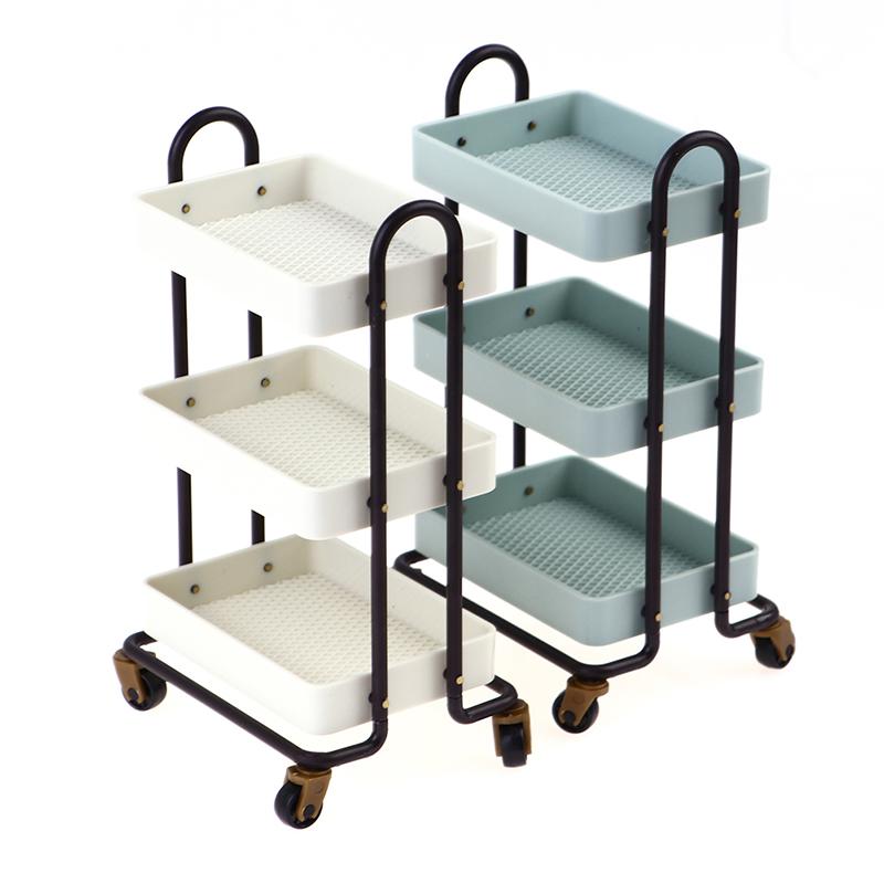 Dollhouse Trolley Dining Car Shelf Bookshelf W/ Wheels Doll Storage Display Rack