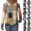 Women's Casual Long Sleeve V-Neck Sweatshirt Geometric Patchwork Printed Loose Pullover Top