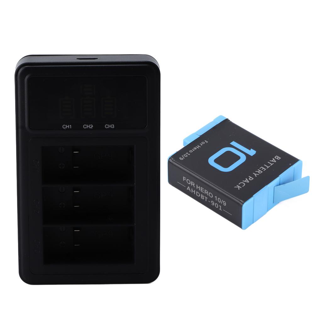 Battery Charger 3 Channel Portable Action Camera Batteries Charging Station for Go Hero 9 10