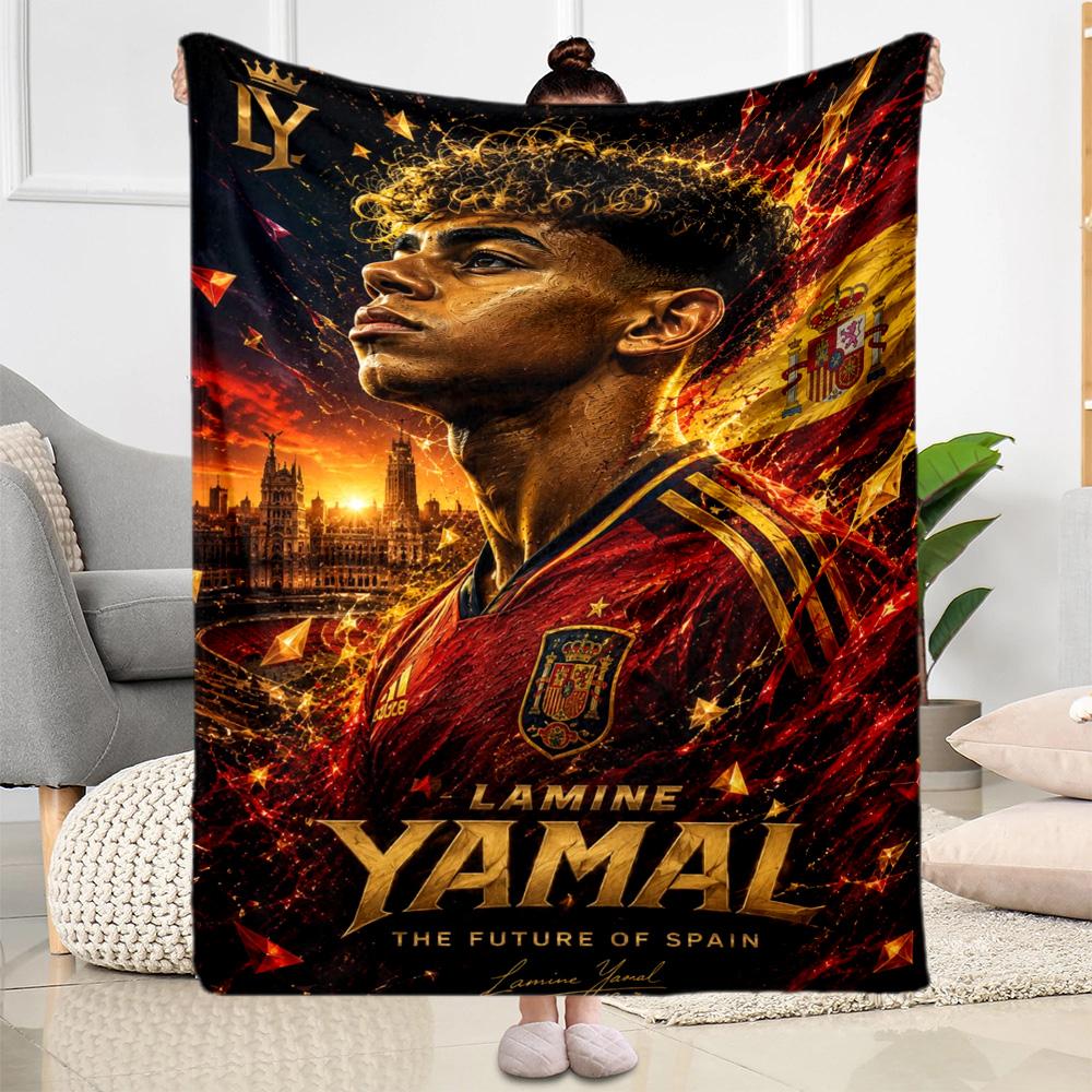 Lamine Yamal's Spain's Soccer Star Blanket Soft Warm Cozy Great for Chair Picnics Seaside Four Seasons Multipurpose Digital Print Best Holiday Gift fo