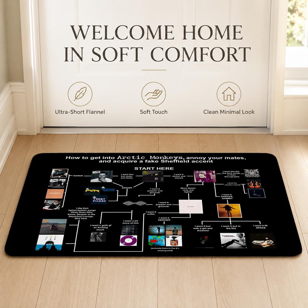Rock Band A-Arctic M-Monkeys Floor Mat Cozy Minimalist Flannel Area Rug Anti-Slip Washable Bedroom Living Room Decor