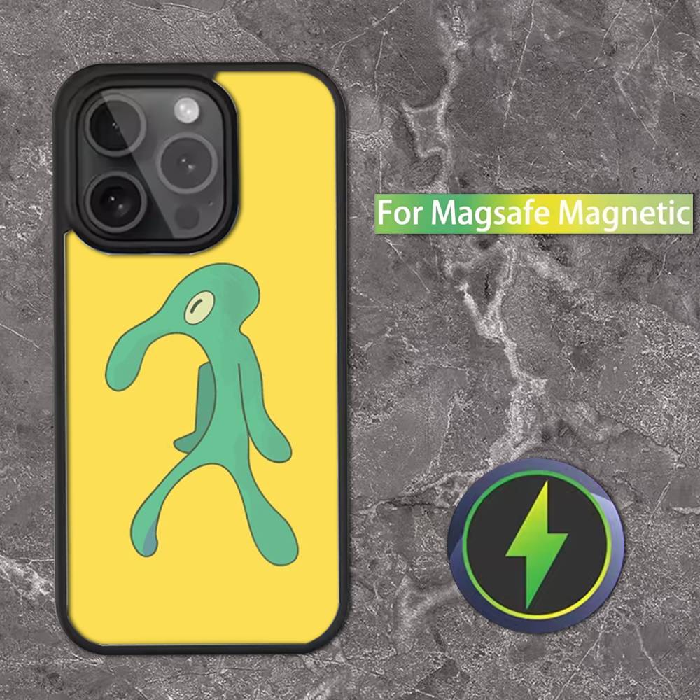Чехол для телефона Сквидвард Щупальца для iPhone 16,15,14,13,12,11,Pro,Max,Plus,Mini,SE Магнитная беспроводная зарядка Magsafe