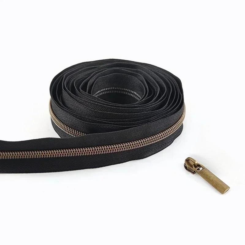 2/4/10 метров №3 №5 Черные нейлоновые молнии на метр с пуллером для молнии Куртка Пальто Швейная молния Ремонт Одежда Поделки Аксессуары