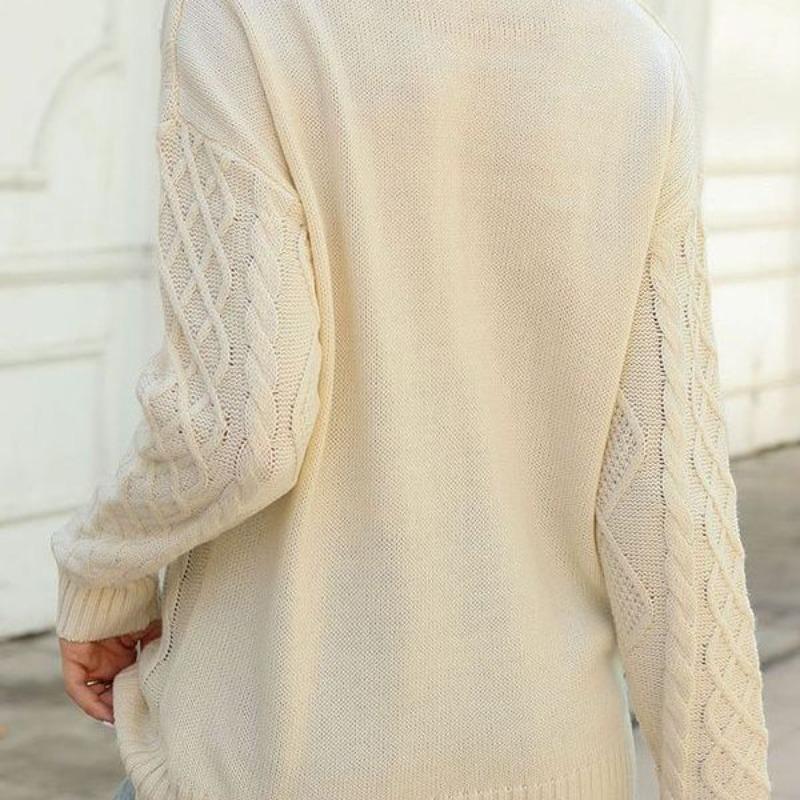 Women's Autumn and Winter Knit Crew Neck Solid Color Loose Pullover Sweater