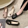 Большие размеры, неглубокие туфли для мам 2025 года, лето и осень, новая ретро-мода, круглая голова, плоское дно, одна педаль, женская верхняя одежда