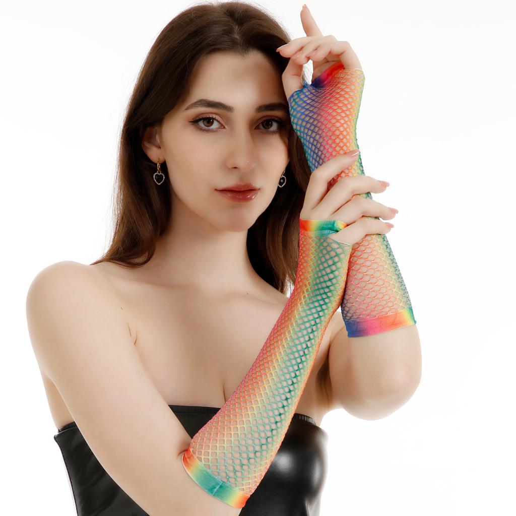 80s Scene Accessories Lone Fishnet Gloves Fingerless For Women Fish Net Arm Sleeve Mesh Emo Goth Punk