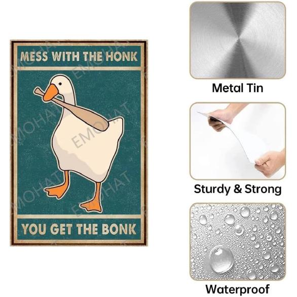 Generic Metal Poster Signs Tin Metal Sign Goose Mess With The Honk You Get The Bonk For Home Kitchen Restaurant Coffee Bar Wall Decor Art Bar
