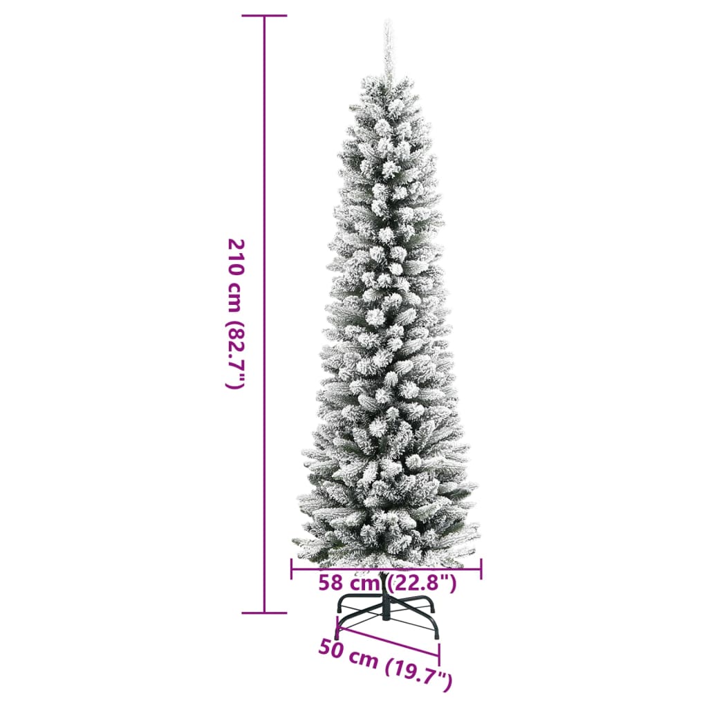 Vidaxl Sztuczna, Smukła Choinka Pokryta Śniegiem, 210 Cm, Pvc I Pe