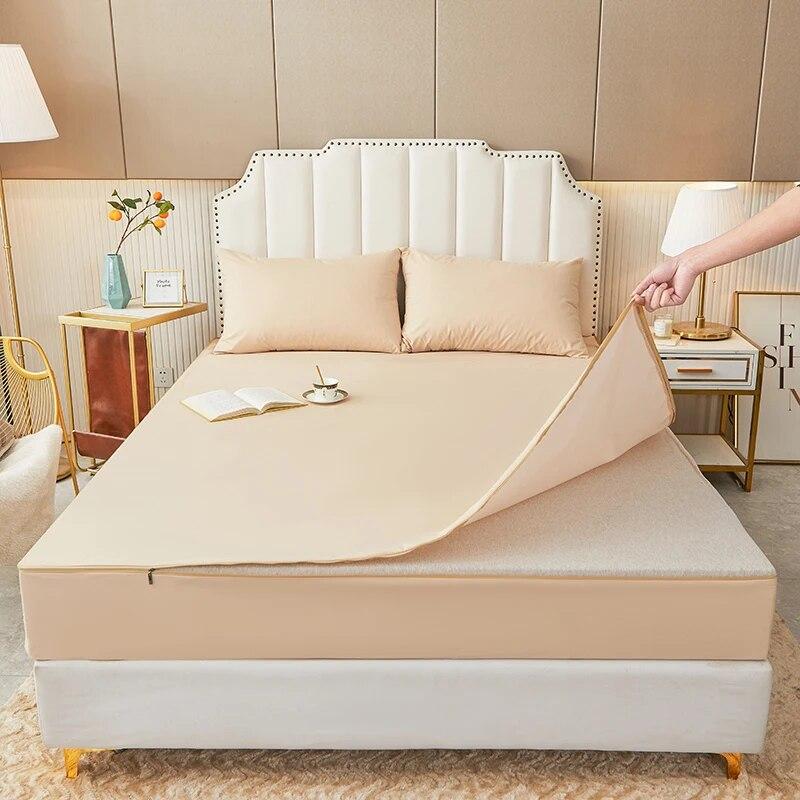 Шестисторонний водонепроницаемый наматрасник «все включено» с застежкой-молнией, устойчивый к мочеиспусканию чехол на кровать, однотонный защитный чехол для матраса, покрывало