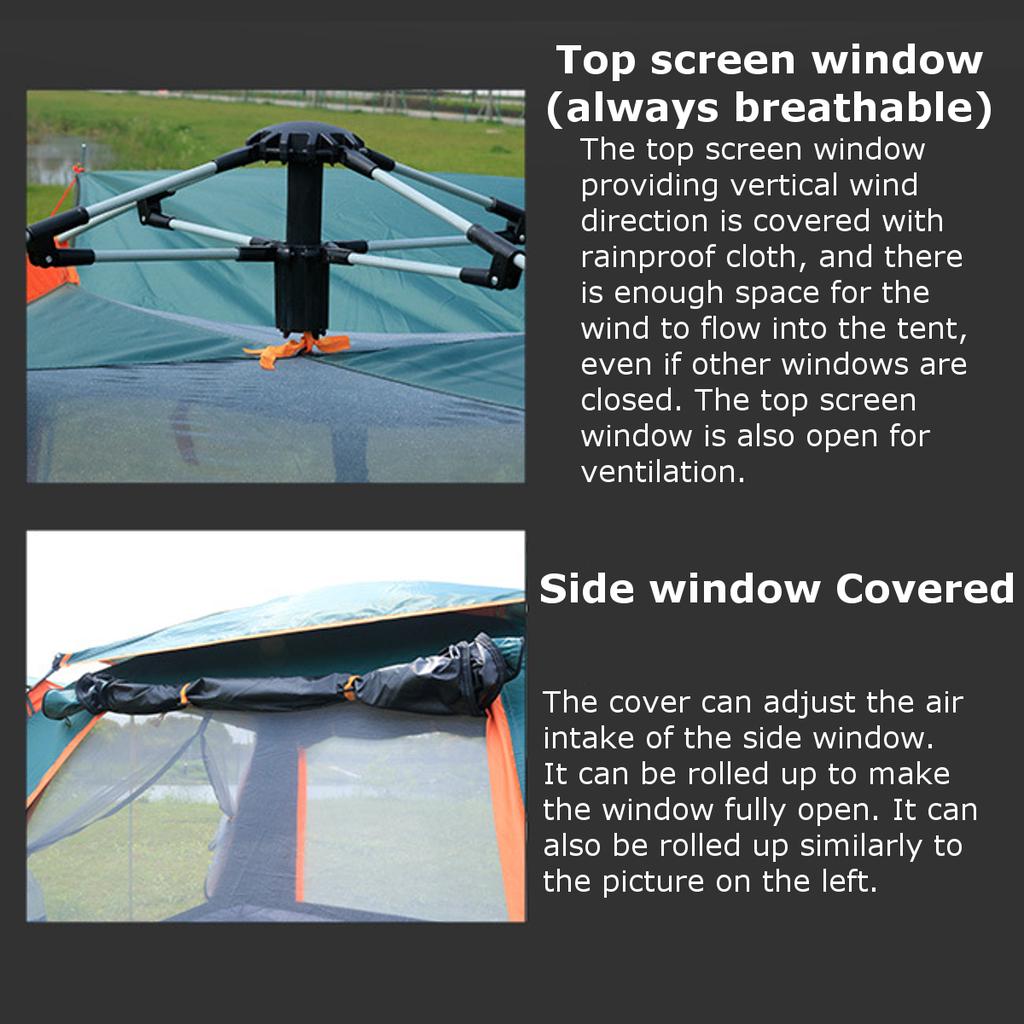 6-7/3-4 Person Large Fully Automatic Tent Quick Open Bomb-Up Instant Setup Camping Tent Four-Sided Windproof Rainproof Beach Carring Bag