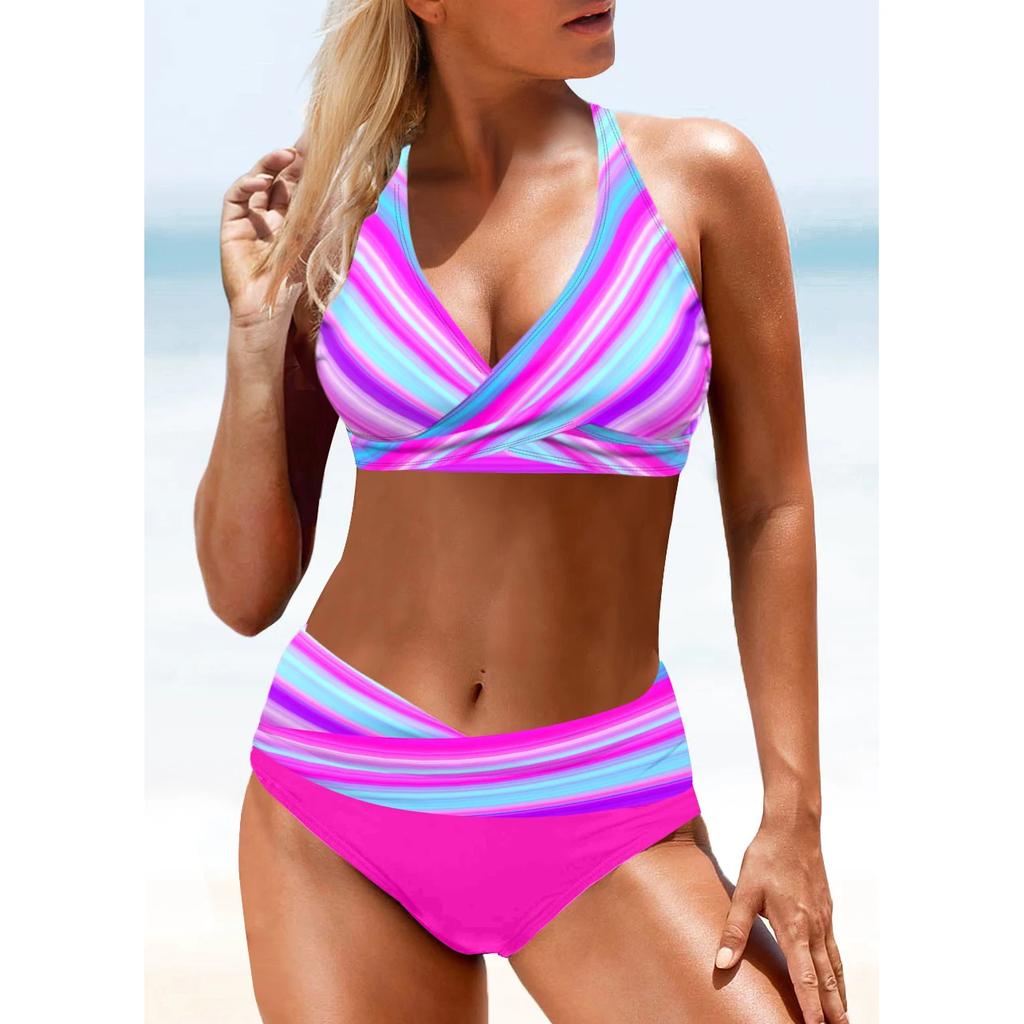 Новинка 2024 года, сексуальные пляжные купальники, женские летние модные дизайнерские купальники с принтом, комплект бикини, женские купальники из двух предметов