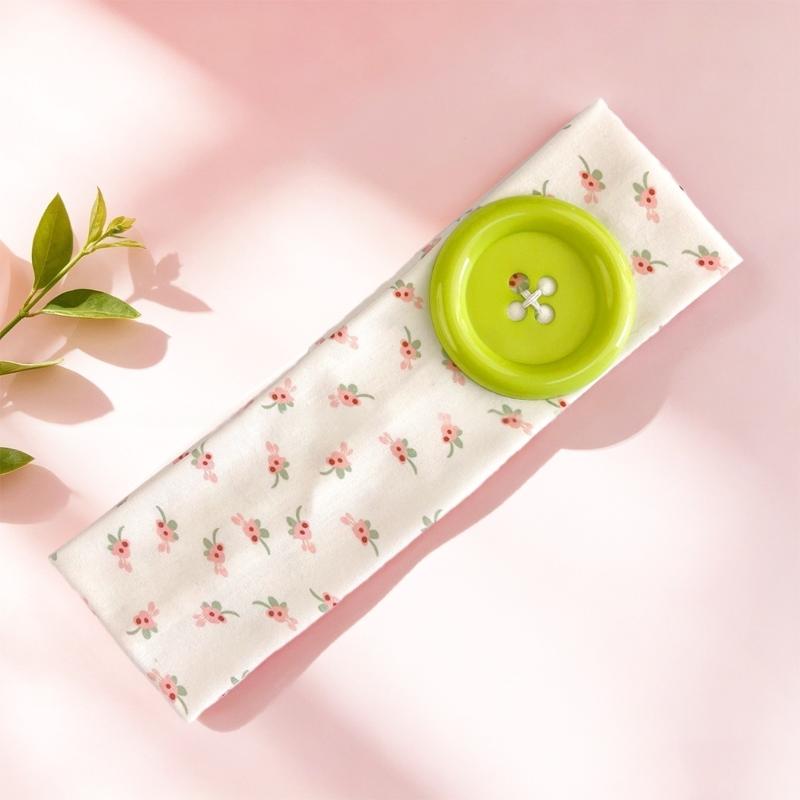 Retro Ins Style Cute Print Button Headband Fashion Women Y2K Sweet Cool Hair Accessories Cute Sweet Dating Hair Band