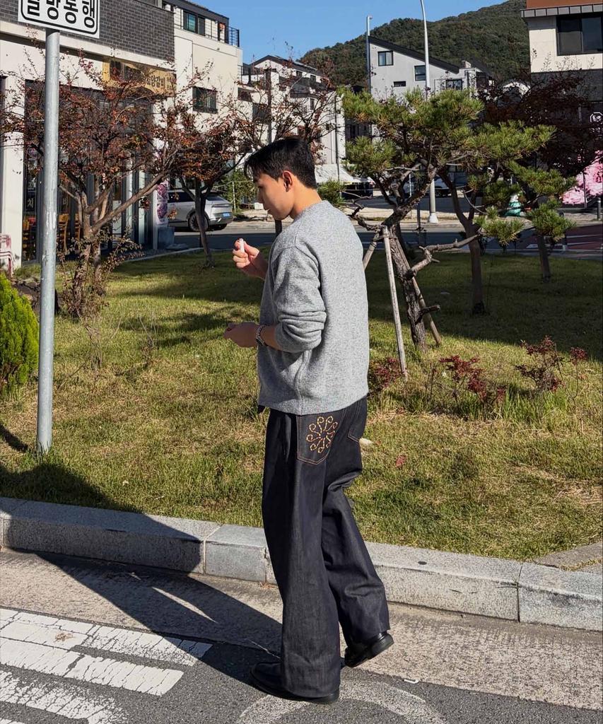 GNOK Wool Round Neck Knit Cardigan [Gray]