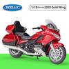 Масштаб 1/18 Welly 2020 HONDA Gold Wing, модель мотоцикла из сплава, литье под давлением, металлические игрушечные транспортные средства, модель мотоцикла, коллекция высокой имитации, детские подарки