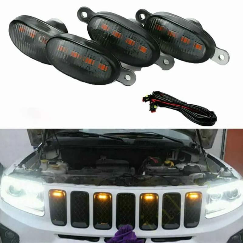 4 шт. Желтые янтарные светодиодные фонари решетки дневного ходового света противотуманная фара для установки спереди на автомобиль