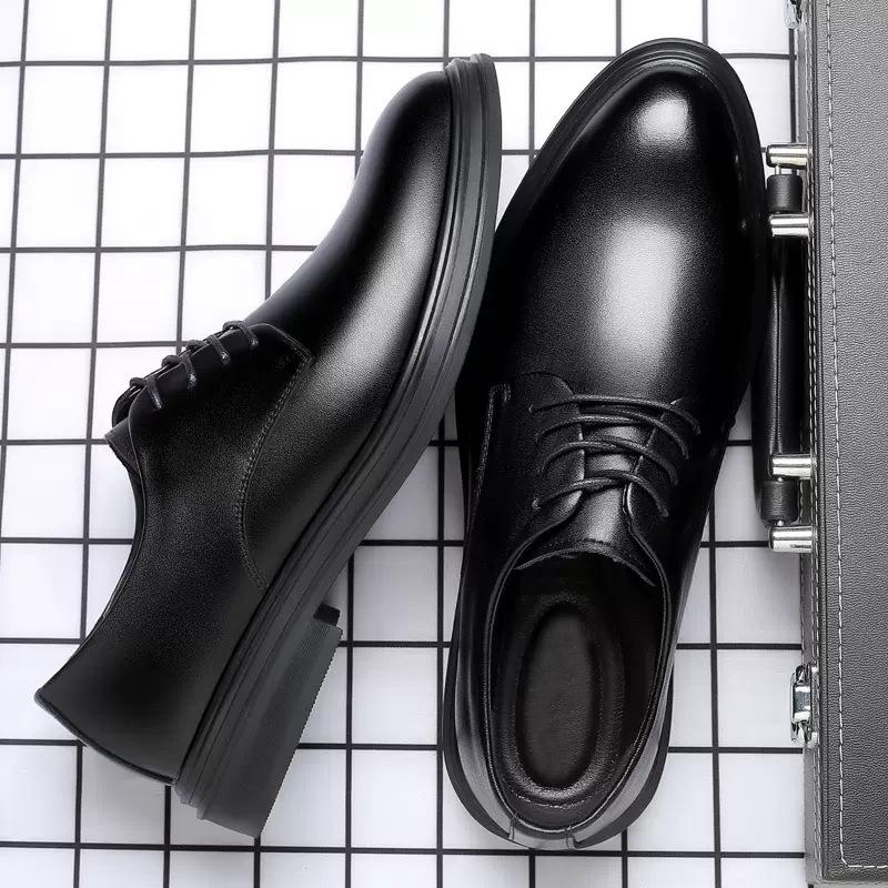 New Leather Shoes Men's Business Dress Genuine Leather Soft Leather Soft Sole Casual Men's Shoes Inner Height Increase Wedding Groom Shoes