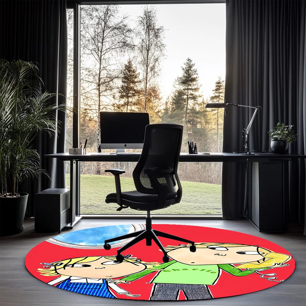 Charlie and Lola Printed Round Rug Carpet Chair Rug Area Rug Entryway Doormats,for Office Chair Living Room Bedroom Kitchen Room.