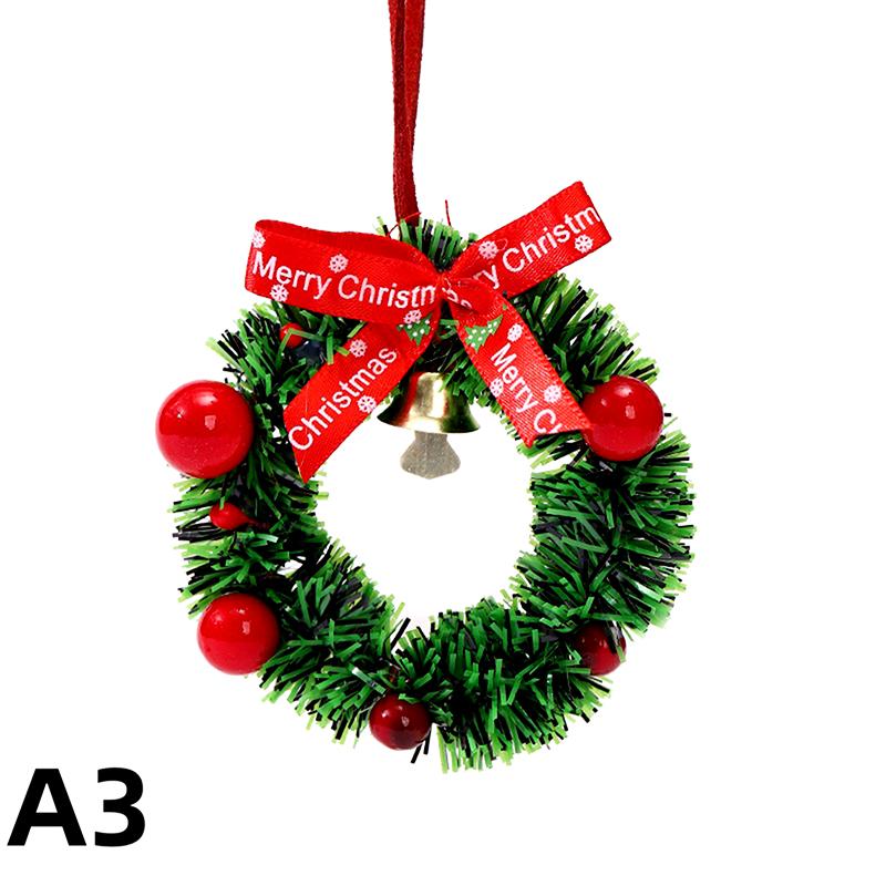 Merry Christmas Wreath Pendant With Bell Car Door Hanging Decoration Xmas Party Christmas Tree Decor Accessories