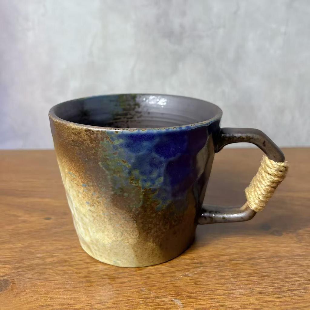 Irregular Retro Ceramic Coffee Mug - Unique Kiln-Changed Design