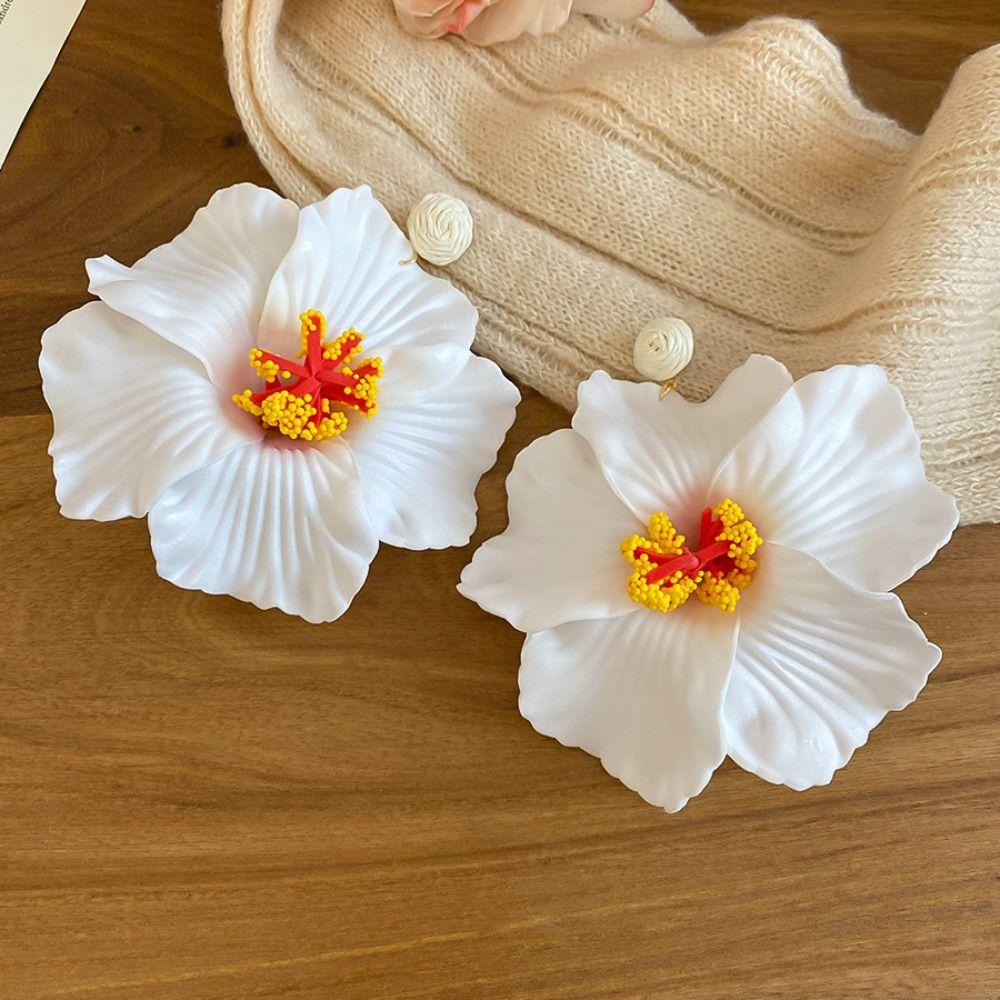 Silver Needle Simulated Flower Drop Earrings Zinc Zinc Alloy Lafite Grass Earrings Flower Earrings  Women