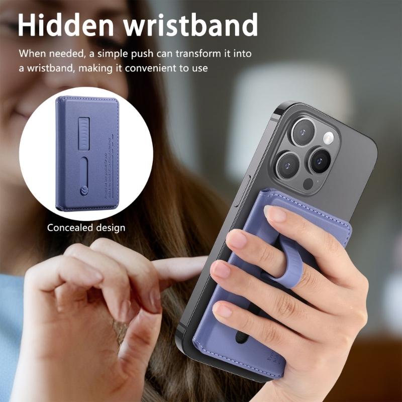 Регулируемый угол обзора Подставка для телефона Хранение карт Складная конструкция Магнитная задняя панель Конструкция из ПУ-кожи