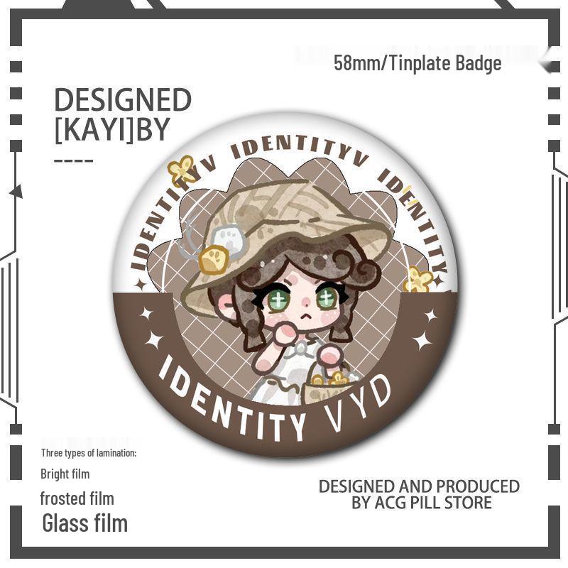 Identity V Q Version Fanmade Badges: Antique Dealer, Fisherman, Emblems, Embalmer, Prisoner, Perfumer, Laser Grains.