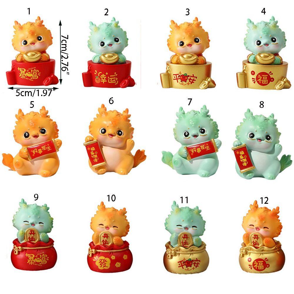 Водонепроницаемые украшения с драконами зодиака, миниатюры драконов из смолы, износостойкие мультяшные украшения на год дракона, приносящие удачу