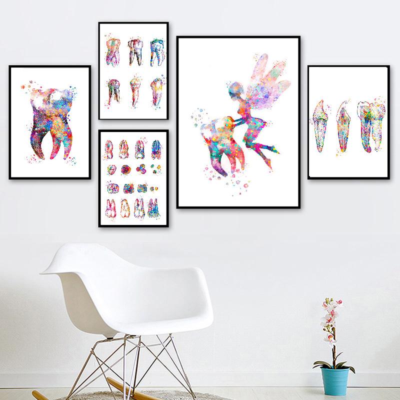 Абстрактная зубная фея, стоматолог-гигиенист, клиника, картина, настенный художественный постер, холст, принт, зубы, настенные панно, декоративные картины