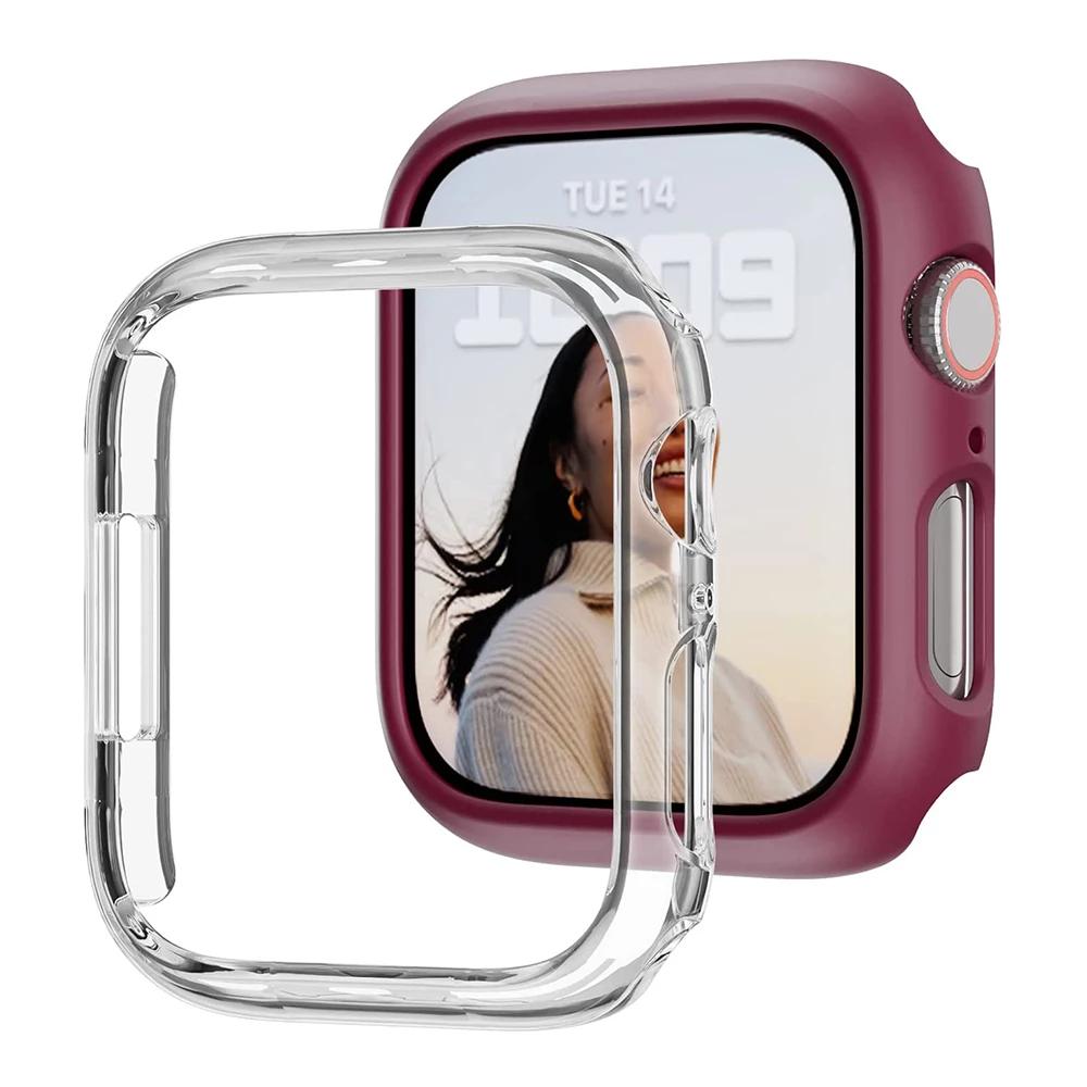 Чехол для Apple Watch Case 45мм 41мм 44мм 40мм 42мм 38мм Аксессуары PC Защитный бампер ремешки iWatch Серия 8 7 SE 6 5 4 3 9