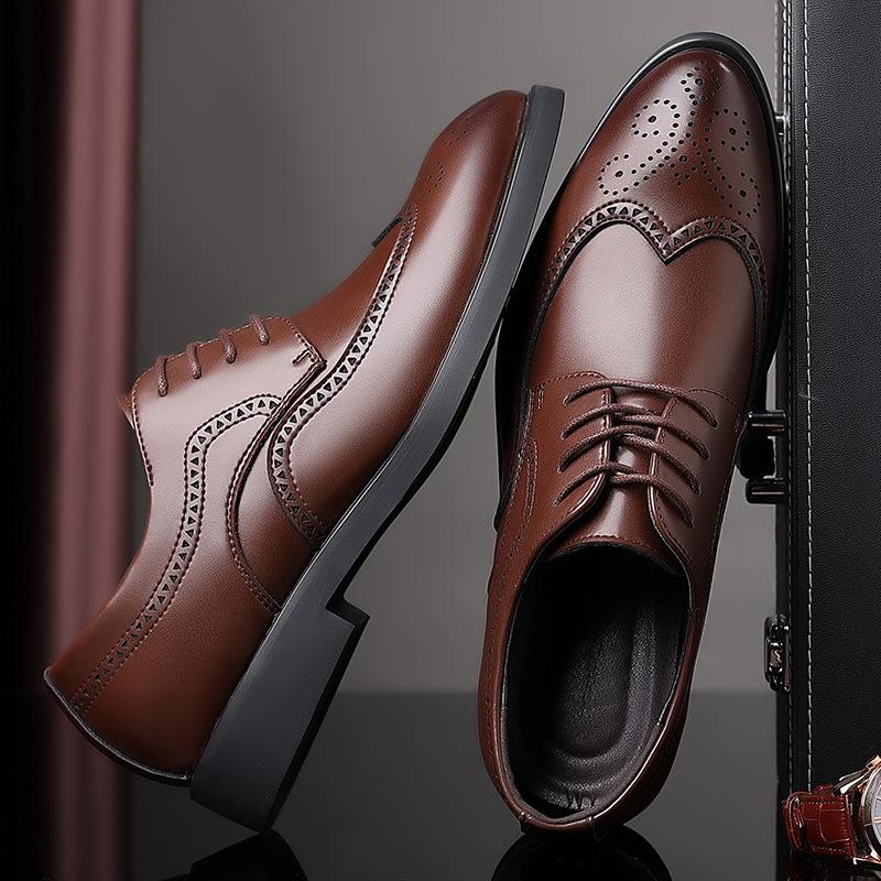 New Men's Business Dress Leather Shoes Fashion British Block Large Size Men's Shoes Foreign Trade Lace-up Derby Shoes 48