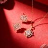 Gold Plated Copper Clover Pendant Jewelry Set O-Chain Earrings Women
