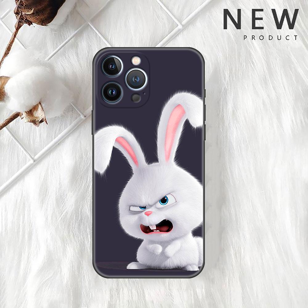 Чехол с милым кроликом для Apple iPhone 11 13 14 12 Pro Max 7 8 XR X 6 5 5S SE 2022 13ProMax, черный силиконовый чехол для телефона